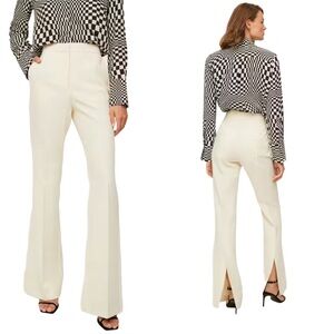 Mango Cream Colour Hem Slit Wide Leg Pants
